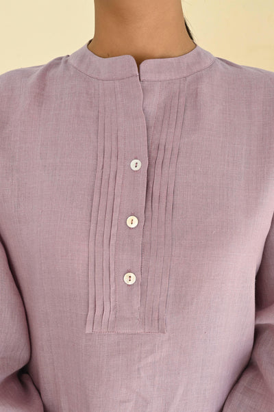 Linen Pintuck Blouse, Long Sleeve Oversized Linen Top, summer plus size tops, linentop