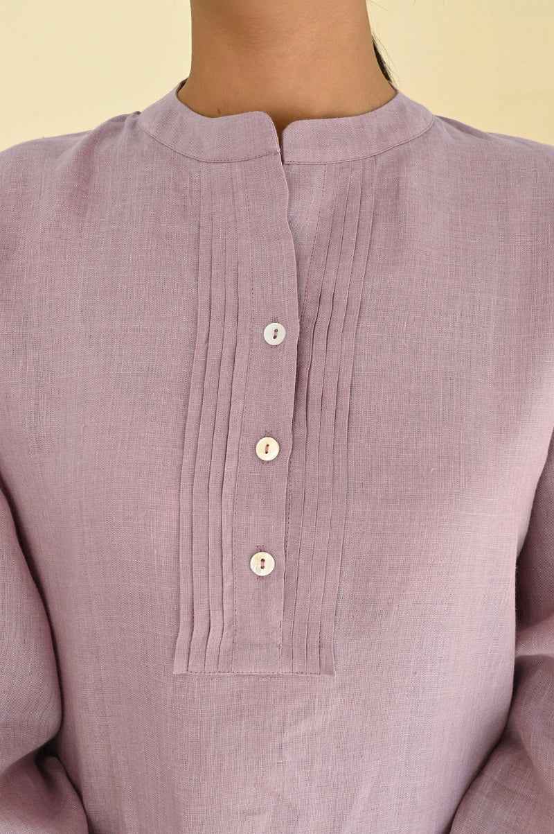 Linen Pintuck Blouse, Long Sleeve Oversized Linen Top, summer plus size tops, linentop