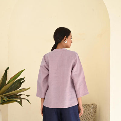 Linen Pintuck Blouse, Long Sleeve Oversized Linen Top, summer plus size tops, linentop