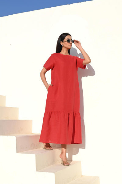 Relaxed Fit Linen Midi Dress, photo 2