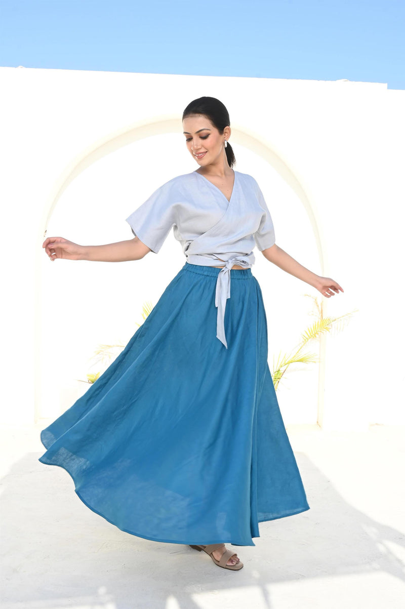 Long Linen Maxi Skirt, Elastic Waist, Full Circle, Plus Size, Spring summer Swing Skirt