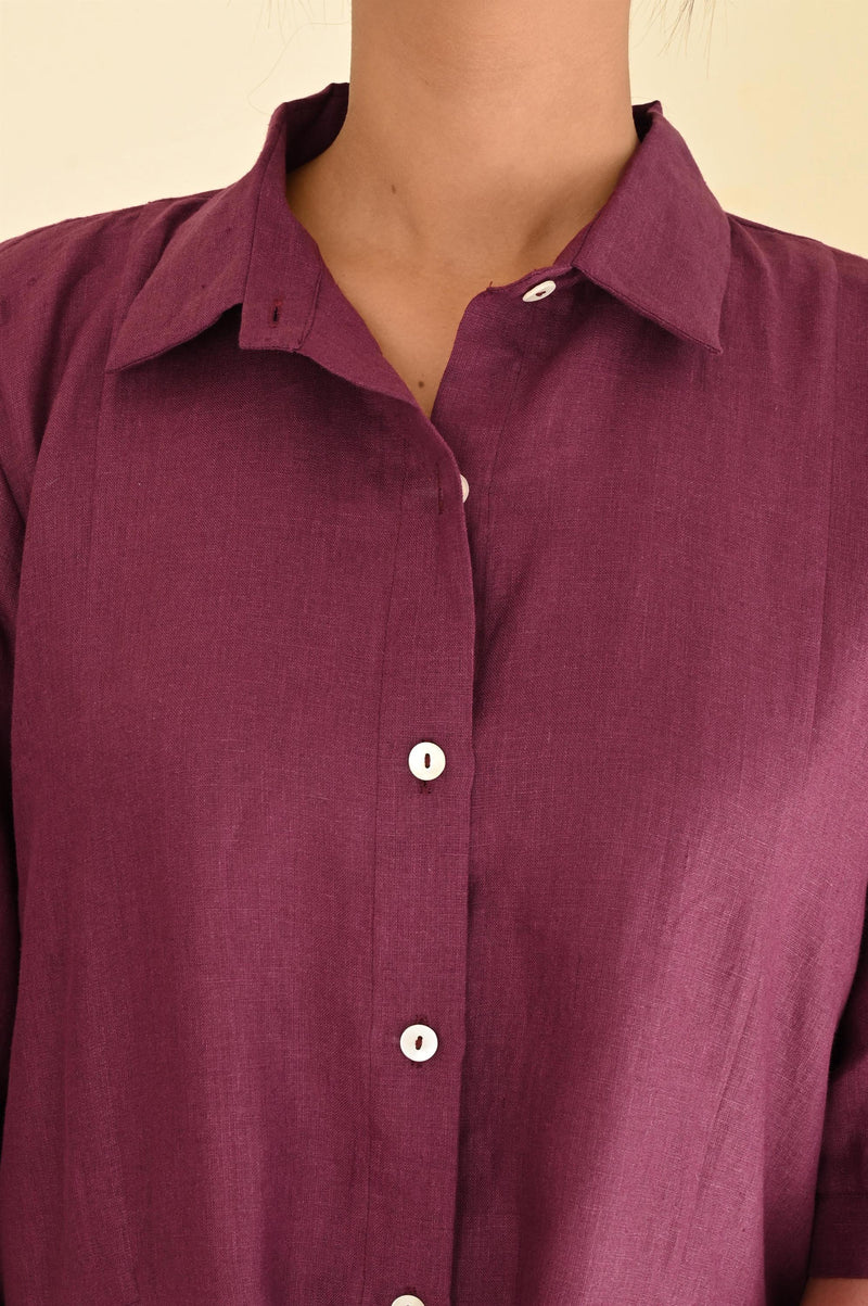 Oversized Linen Shirt: Long Sleeve Relaxed Fit Blouse