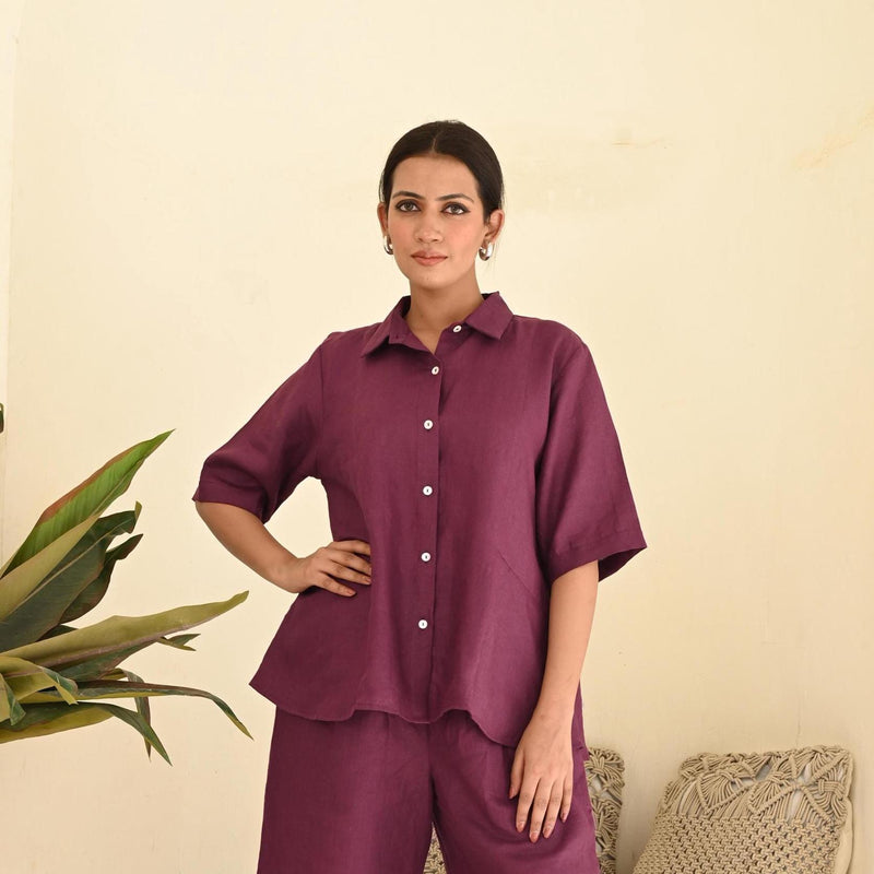 Oversized Linen Shirt: Long Sleeve Relaxed Fit Blouse