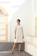 Linen Tunic Dress, Loose Fit, V-Neck, Plus Size with Pockets, Half Sleeves Relaxed Fit