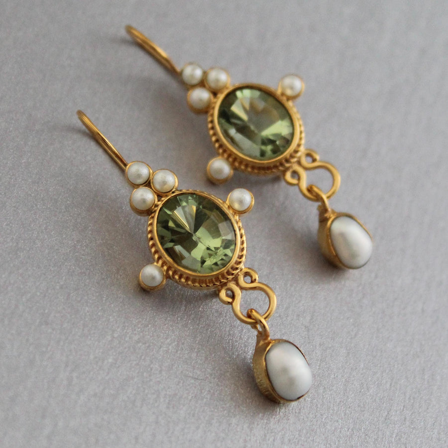 Green Intaglio Glass Earrings, Vintage Art Deco Style, photo 10