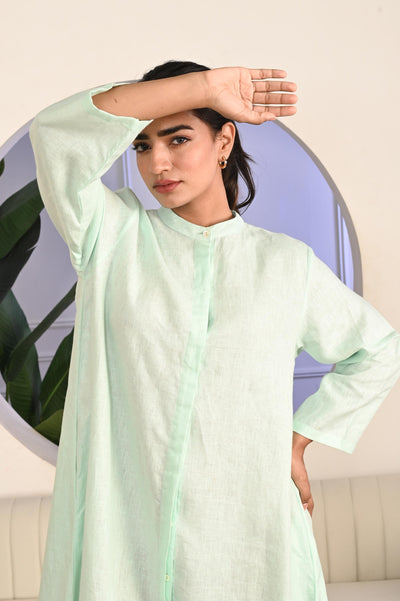 Linen Maxi Dress with Waist Tie, Full-length shirt dress with a belted waist, Long Sleeve Linen Pinafore Dress, Button Maxi Dress for Women