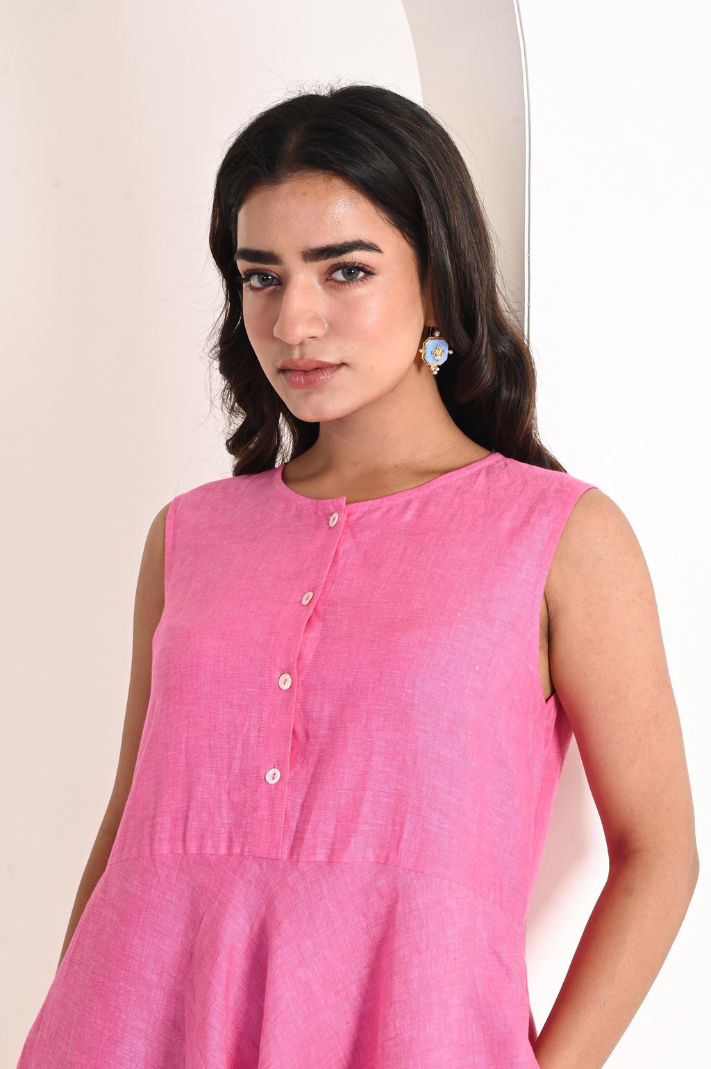 Handmade Linen A-Line Dress: Sleeveless Summer Tunic