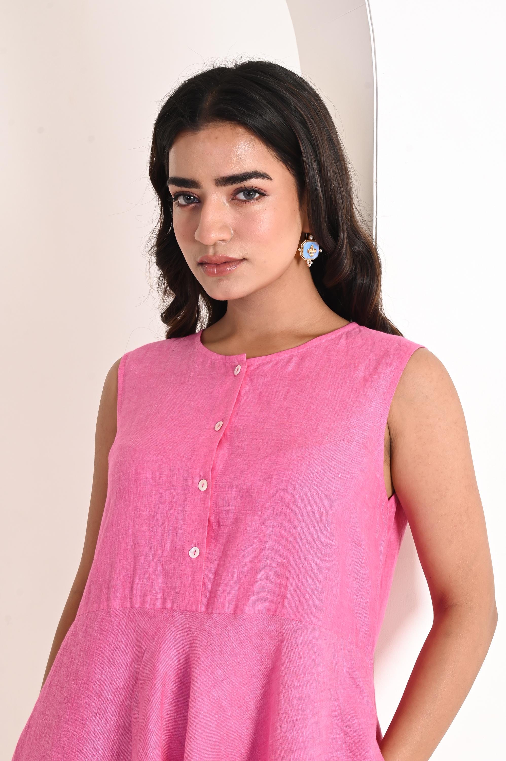 Handmade Linen A-Line Dress: Sleeveless Summer Tunic