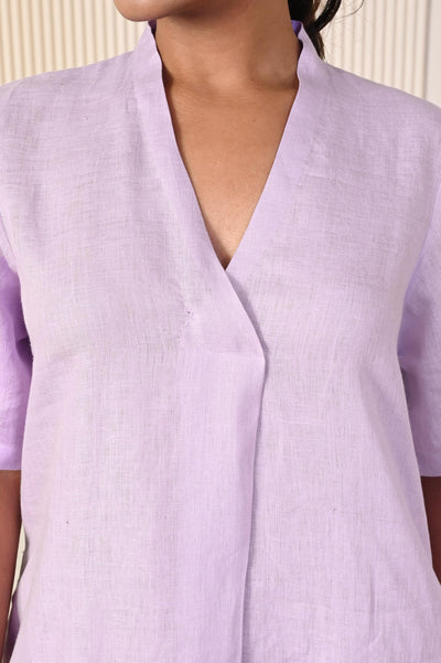Handmade Linen Maxi Dress: Relaxed A-Line V-Neck with Pockets