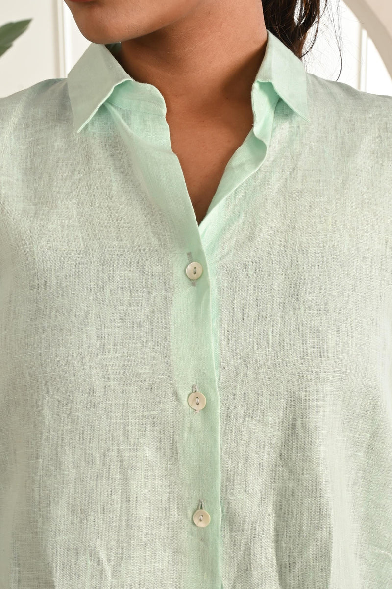 Pure Linen Button Up Shirt, Collared Button-Down Shirt, Oversized Linen Shirt, Plus Size Clothing