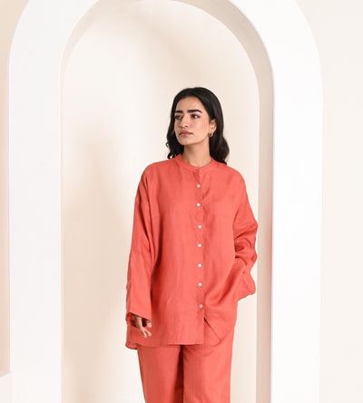Mandarin collar Linen Shirt women, Linen button down shirt, Relaxed fit, Plus Size Clothing