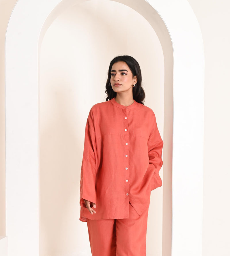 Mandarin collar Linen Shirt women, Linen button down shirt, Relaxed fit, Plus Size Clothing