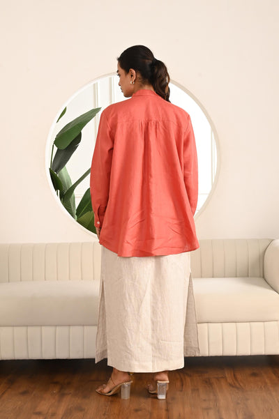 Linen A-Line Maxi Skirt: High Waist with Side Slits