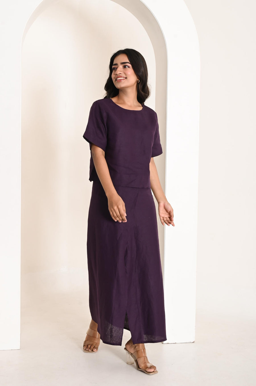High Waist Linen Maxi Skirt: Wrap Style, Eco Friendly Natural Pure Linen