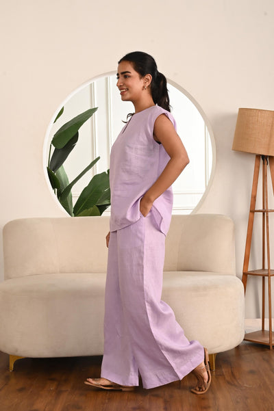 Pink Linen Matching Set, Wide Leg Pants, photo 4