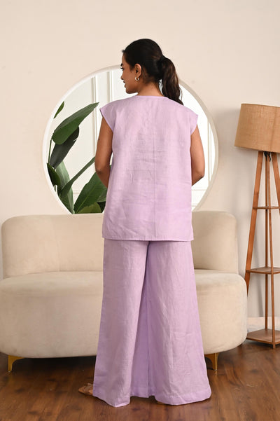 Pink Linen Matching Set, Wide Leg Pants, photo 3