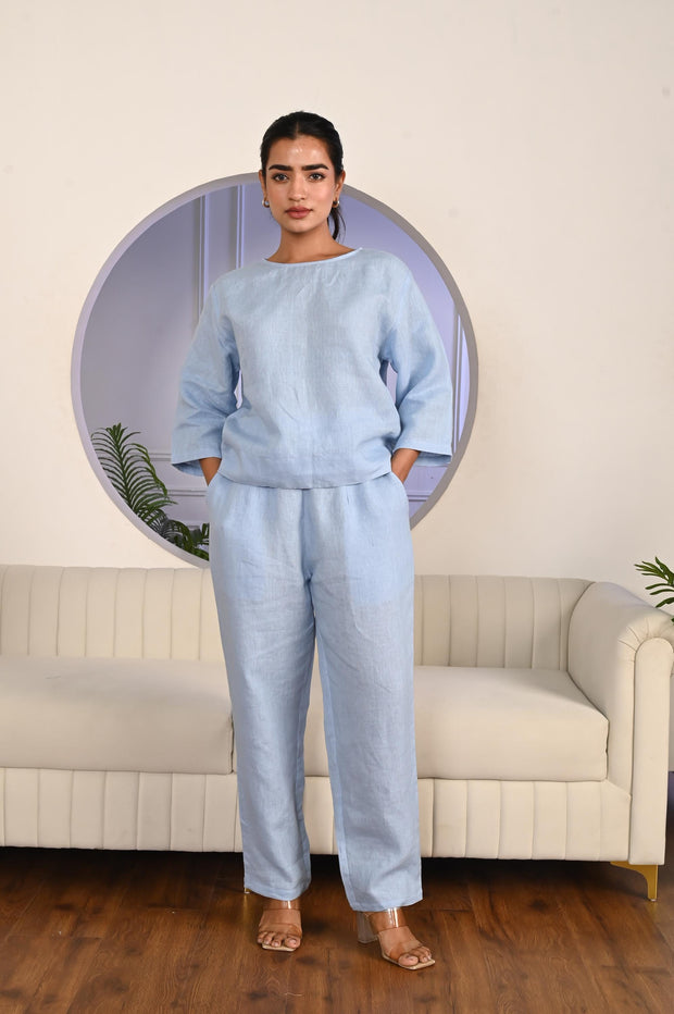 Sky Blue Linen Co-ord Set