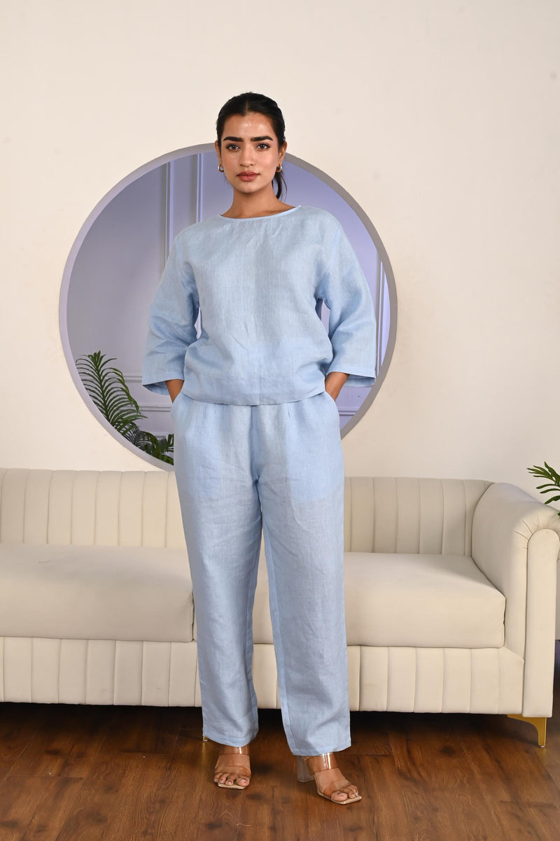 Sky Blue Linen Co-ord Set