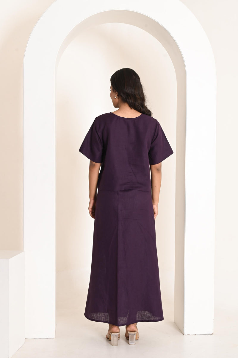 Purple Linen Set, Women’s Linen Shirt and Skirt, Summer Co-ord Outfit, Relaxed Fit Linen Clothing, casual linen co ord, linen set
