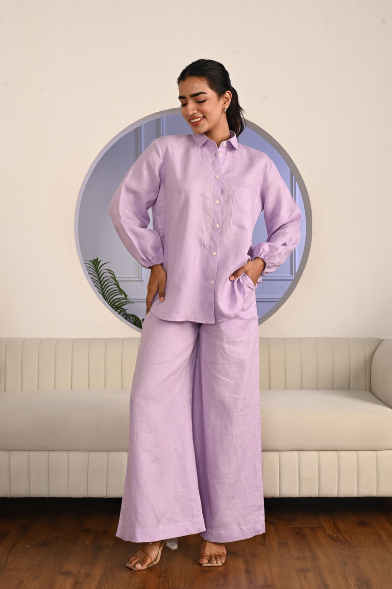 Linen two-piece Set, Casual long sleeves shirt loose pants set, Women Linen Pants, Linen Outfit Women linen suit, Linen top and pants set