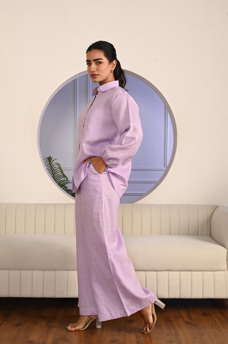 Linen two-piece Set, Casual long sleeves shirt loose pants set, Women Linen Pants, Linen Outfit Women linen suit, Linen top and pants set