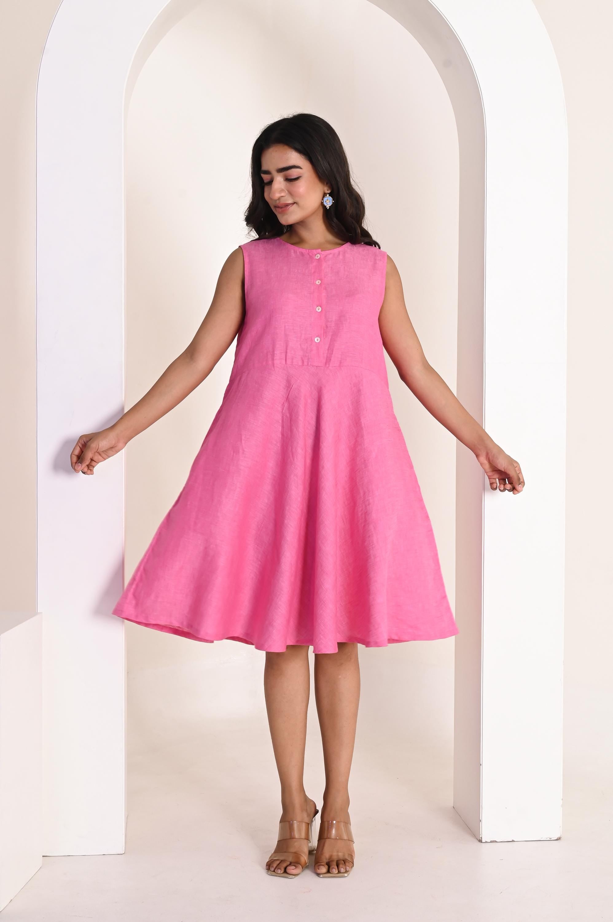 Handmade Linen A-Line Dress: Sleeveless Summer Tunic