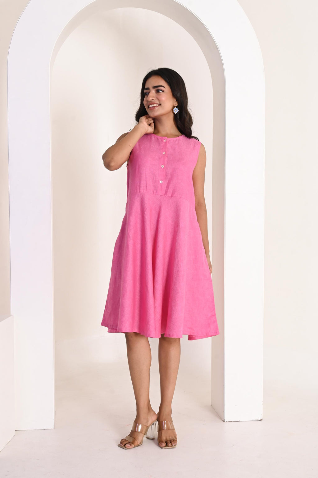 Handmade Linen A-Line Dress: Sleeveless Summer Tunic