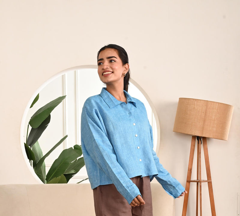 Cropped Linen Shirt for women