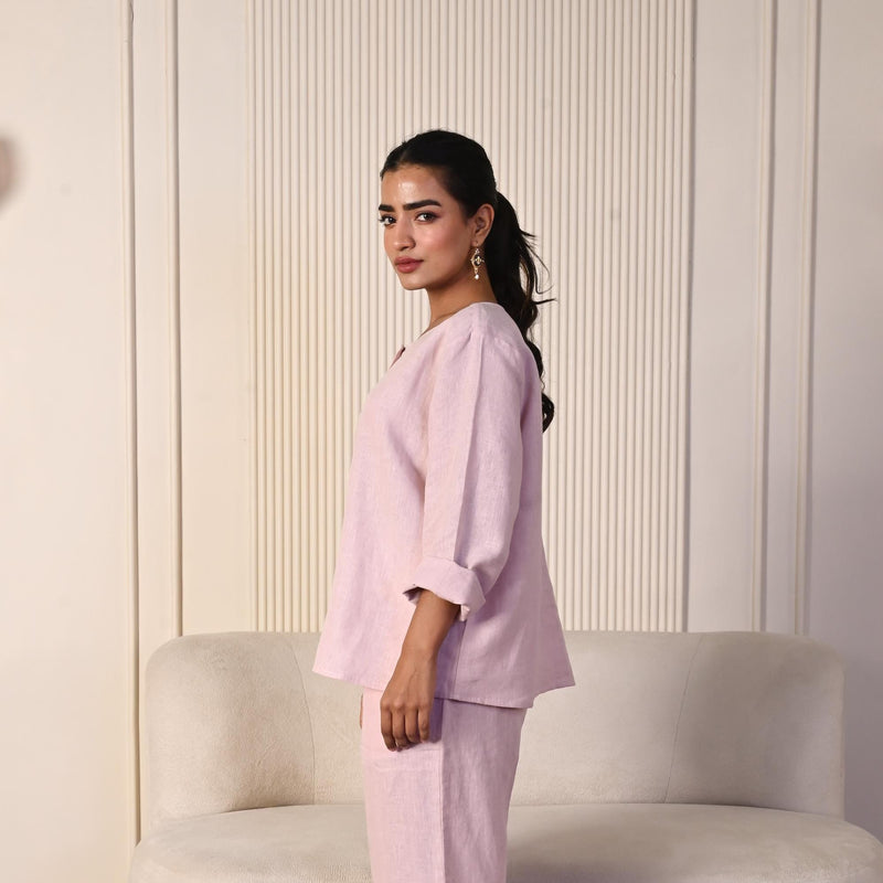Pink Oversized Linen Button Shirt, photo 3