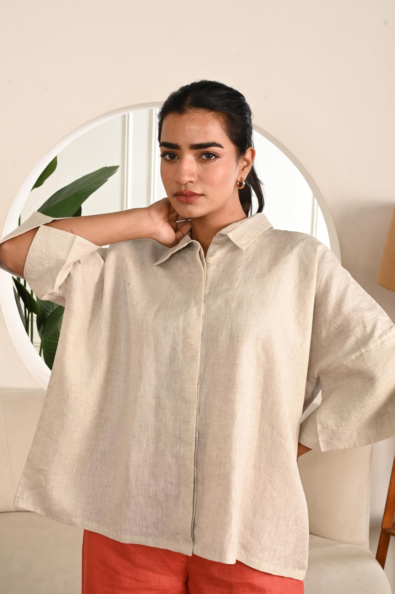 Loose Fit Linen Collared Shirt, photo 3
