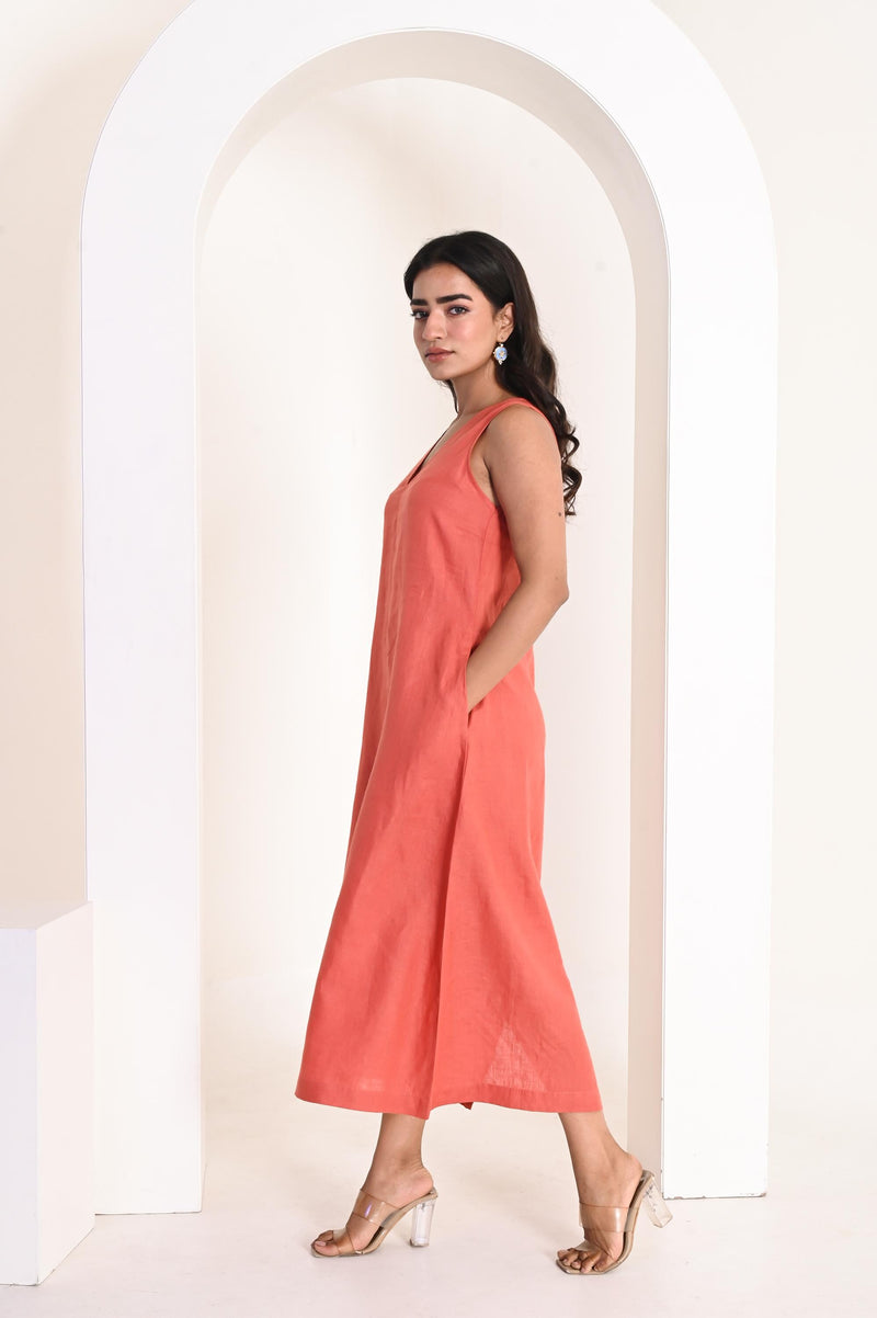 Sleeveless Linen Dress, V-Neck Relaxed Fit, Plus Size Clothing, Oversized Linen Dress, , linen dress forwomen, linen oversize dress
