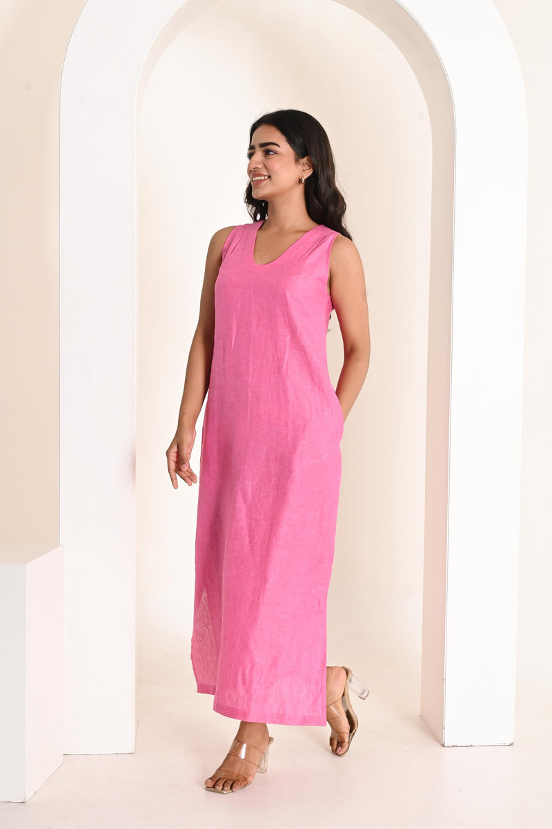Sleeveless V-Neck Linen Dress, Casual linen summer dress, Summer maxi dress, Plus size dress, boho dress, bridesmaid dress, custom handmade