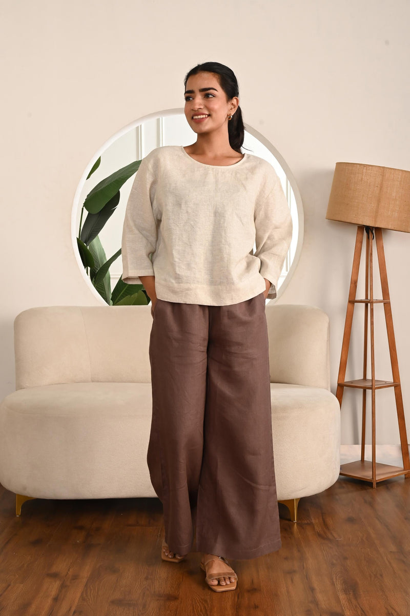 Wide Leg Linen loose Pants: Full Length Maxi Trousers
