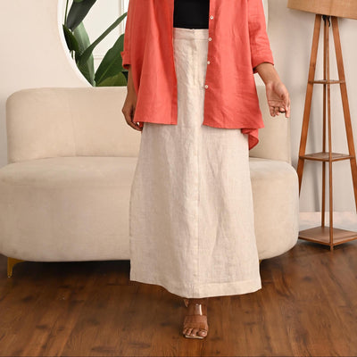 Linen A-Line Maxi Skirt: High Waist with Side Slits