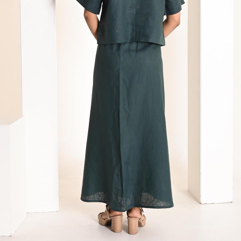 High Waist Linen Maxi Skirt: Summer Wrap Skirt with Pockets