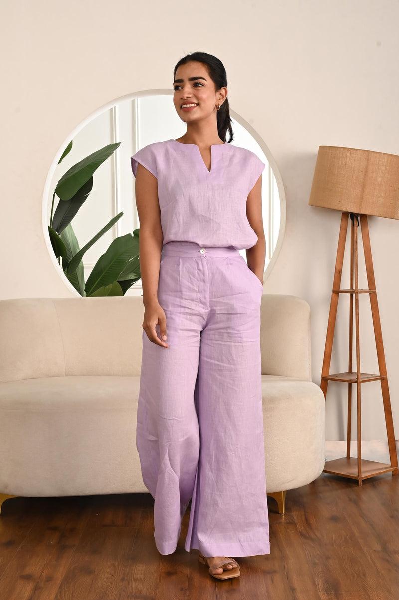 Pink Linen Matching Set, Wide Leg Pants, photo 2