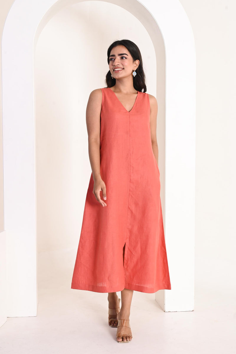 Sleeveless Linen Dress, V-Neck Relaxed Fit, Plus Size Clothing, Oversized Linen Dress, , linen dress forwomen, linen oversize dress