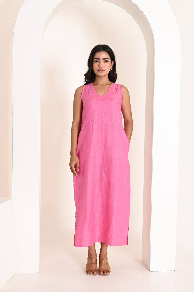 Sleeveless V-Neck Linen Dress, Casual linen summer dress, Summer maxi dress, Plus size dress, boho dress, bridesmaid dress, custom handmade