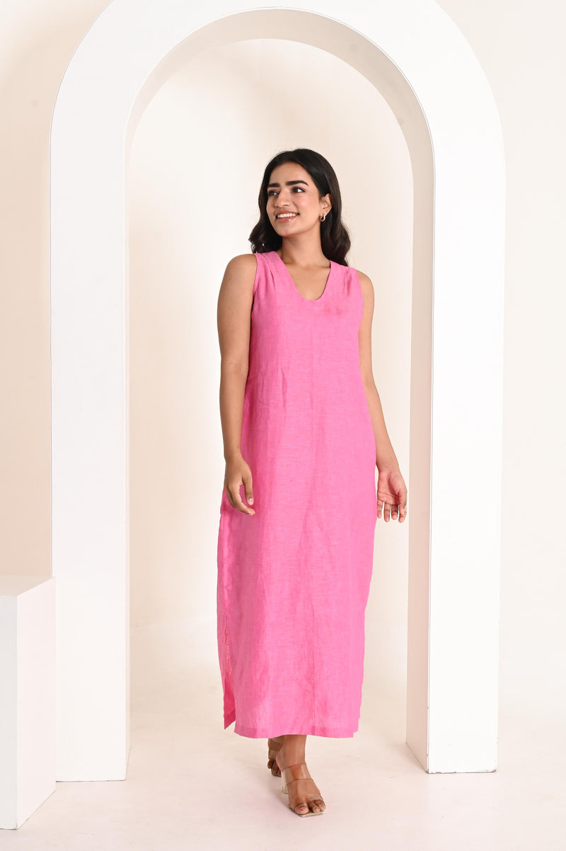 Sleeveless V-Neck Linen Dress, Casual linen summer dress, Summer maxi dress, Plus size dress, boho dress, bridesmaid dress, custom handmade