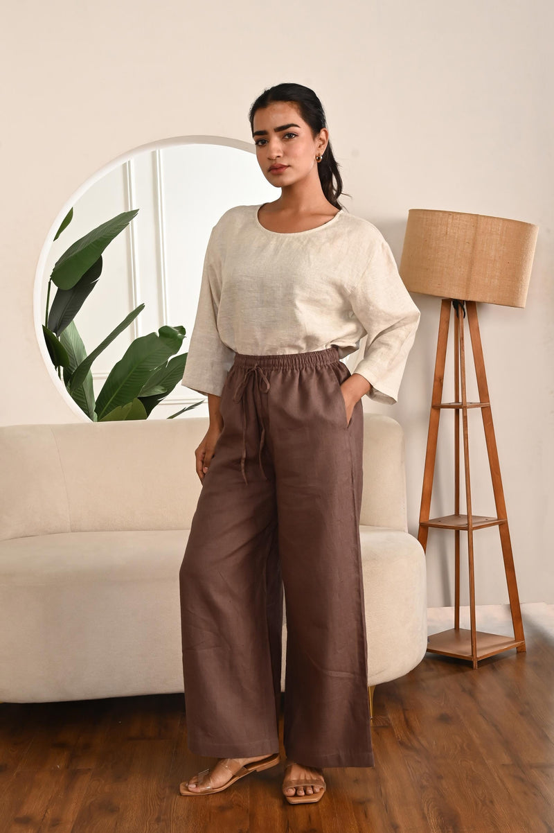 Wide Leg Linen loose Pants: Full Length Maxi Trousers