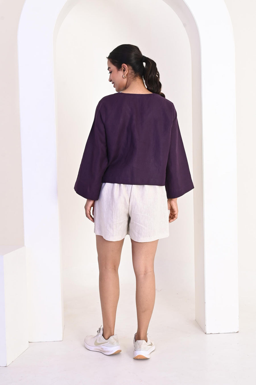 Relaxed Fit Shorts women, Mid Length Shorts with Drawstring No Elastic, Linen High Waist Shorts, Premium Linen Clothing for Women