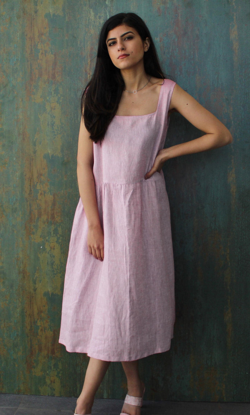 Sleeveless Linen Pinafore Dress