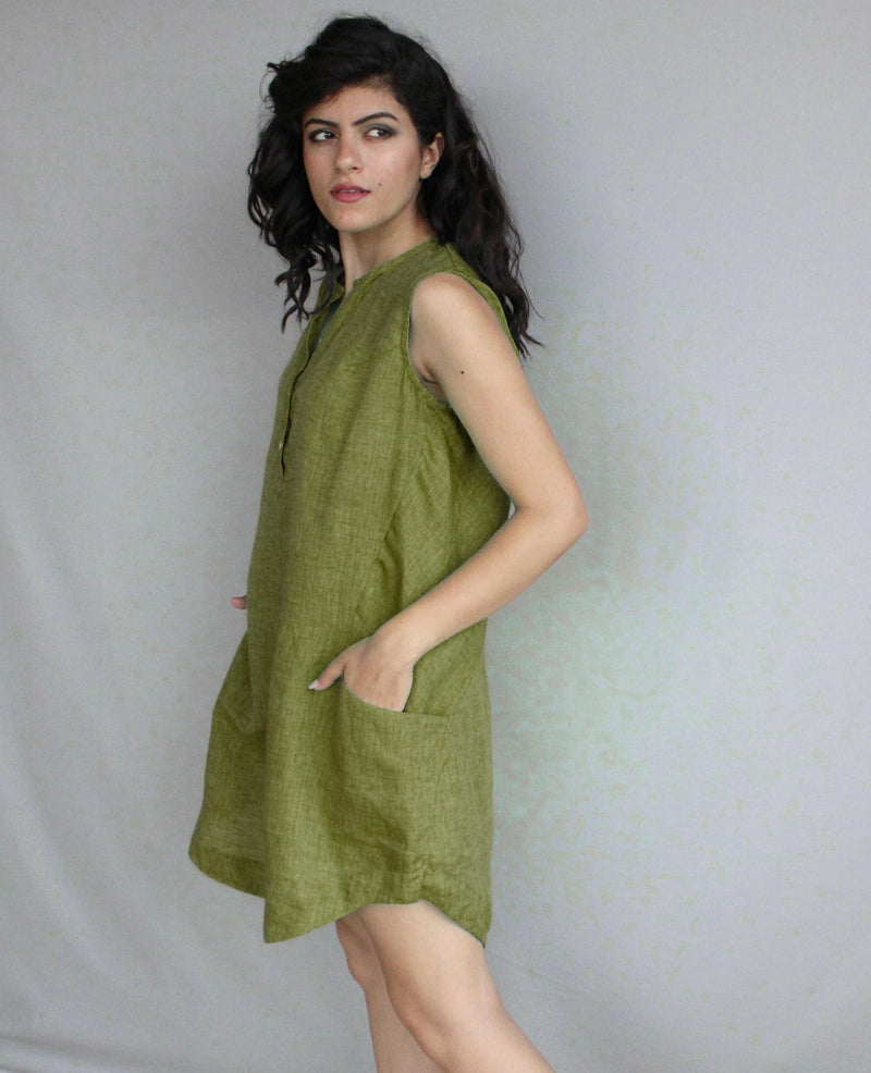 Sleeveless Linen Mini Dress with Pockets, photo 2