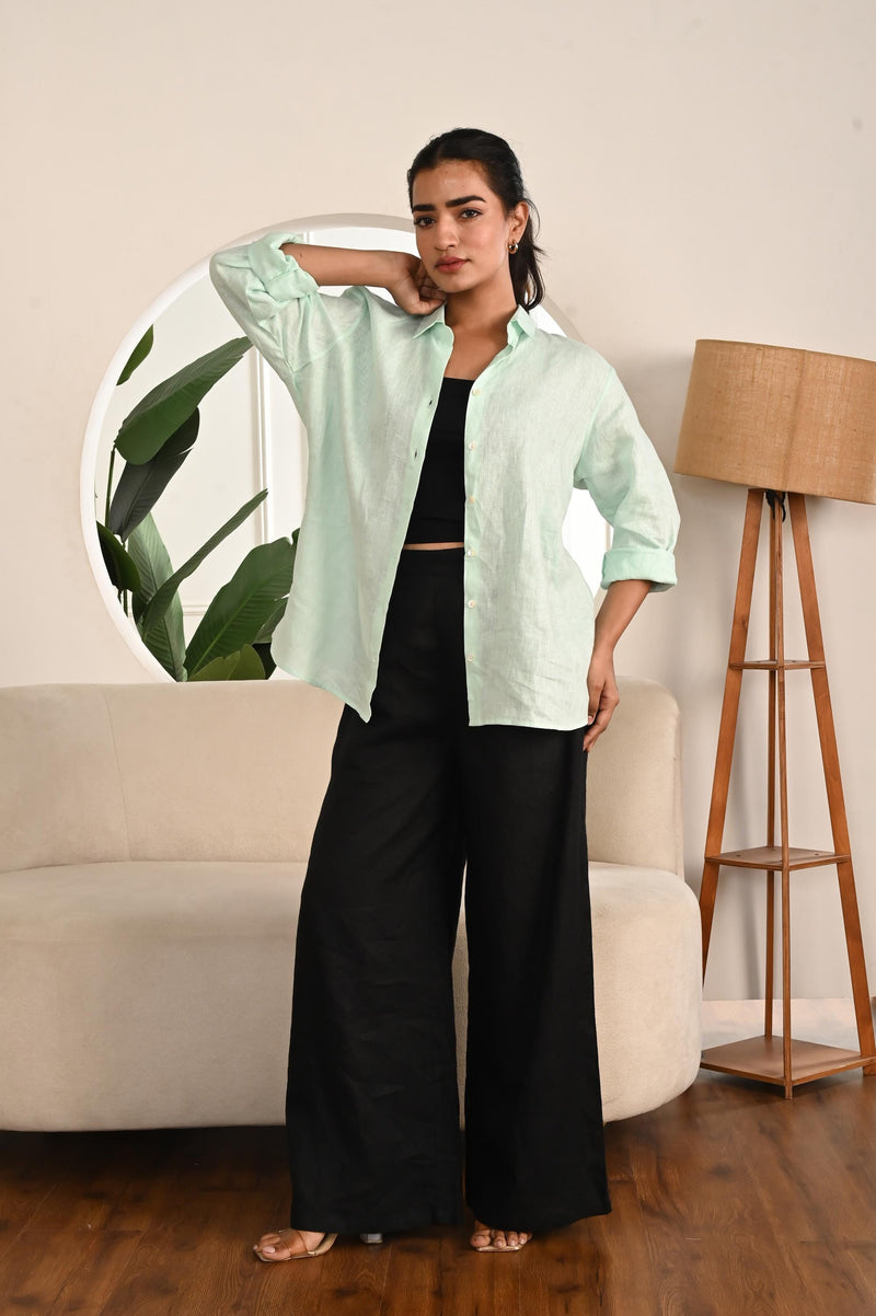 Relaxed-Fit Linen Trousers with Half Elastic band, LINEN CULOTTES high waist, linen pants women, Soft linen Culottes, Linen pants plus size