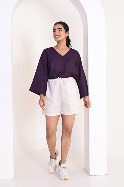 Relaxed Fit Shorts women, Mid Length Shorts with Drawstring No Elastic, Linen High Waist Shorts, Premium Linen Clothing for Women