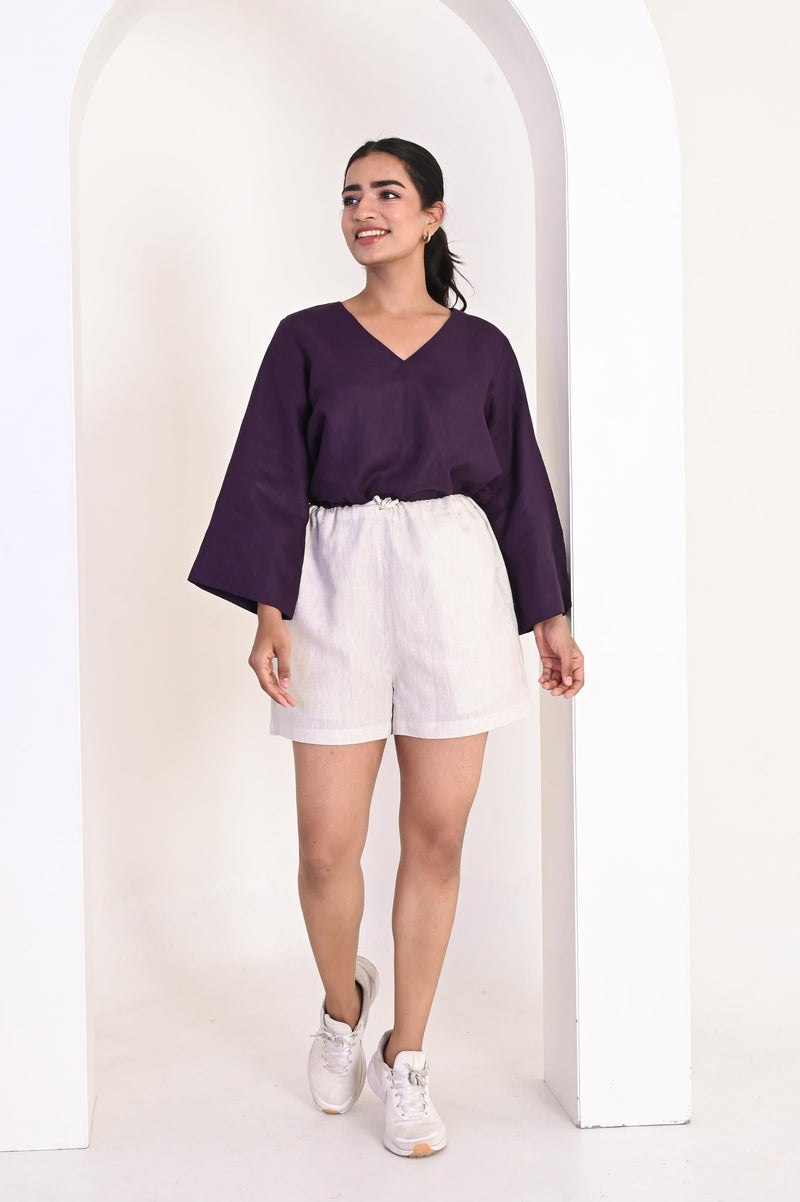 Relaxed Fit Shorts women, Mid Length Shorts with Drawstring No Elastic, Linen High Waist Shorts, Premium Linen Clothing for Women