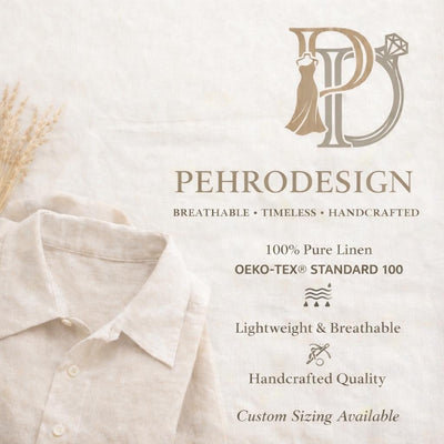 Men's Linen Mandarin Collar Shirt with Half Placket, Men's Linen Short Sleeve Shirt, Casual Beach Top for men