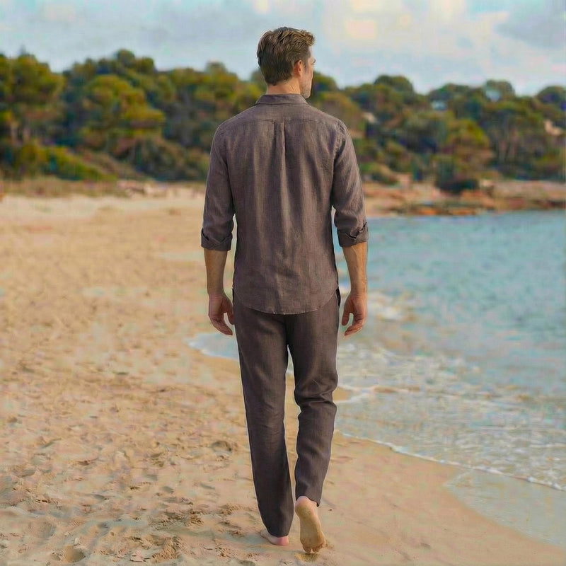 Men's Linen Shirt, Breathable, Natural Fabric Shirt, Summer Casual Beach Wear, Mens Linen Button Up Shirt