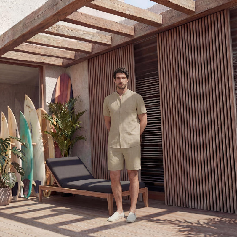 Men's Short Sleeve Linen Shirt, Resort Fit