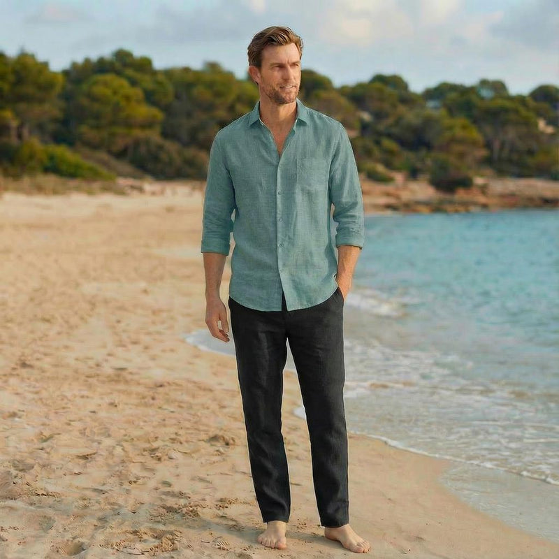 Men's Linen Resort Shirt with Front Pocket, photo 4
